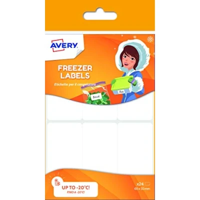 Image of Avery Freezer Labels, 63.5 x 33 mm, 24 Labels per Pack, White