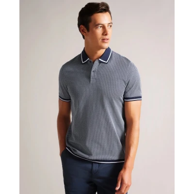 Image of Ted Baker Men&#039;s SS Regular Geo Textured Polo Navy M