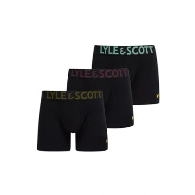 Image of Lyle &amp; Scott Men&#039;s Daniel 3 Pairs of Cotton Trunk Boxer Shorts Multipack (XL, Regular, Black Multi)