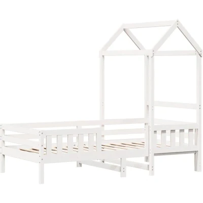 Image of vidaXL Bed Frame with Roof without Mattress White 100x200 cm