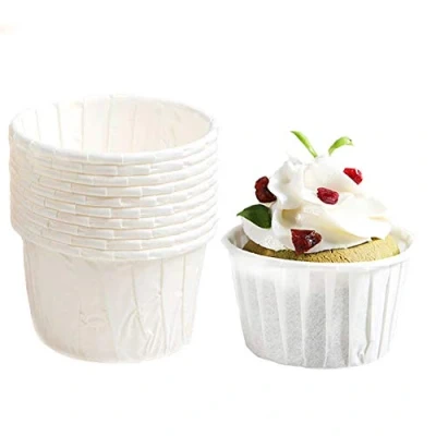 Image of Spesh 50 Pcs Mini Cupcake Cases Muffin Liners Foil Metallic Cake Cups Oil Proof Baking for Birthday,Wedding,Christmas(White)