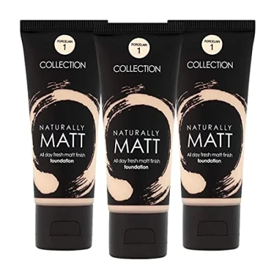 Image of Collection 3 Pack Naturally Matt Foundation 1 Porcelain x 35ml