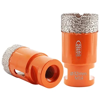 Image of BGTEC Dry Diamond Core Drill Bits for Porcelain Tile Ceramic Marble Brick M14 Thread 2pcs Diameter 32mm