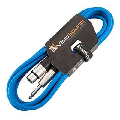 Image of Female XLR to 6.35mm 1/4&quot; Mono Jack Lead/Microphone/Signal Cable / 6 Colours 3m Blue