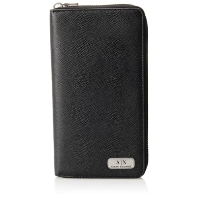 Image of Armani Exchange ZIP Around Unisex Wallet, Size: One Size, Black