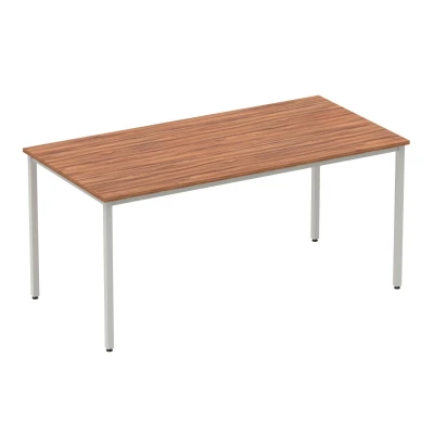 Image of Impulse 1600mm Straight Table Walnut Top Silver Box Frame Leg