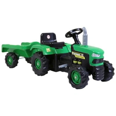 Image of Dolu Children&#039;s Ride On Tractor with Trailer Green