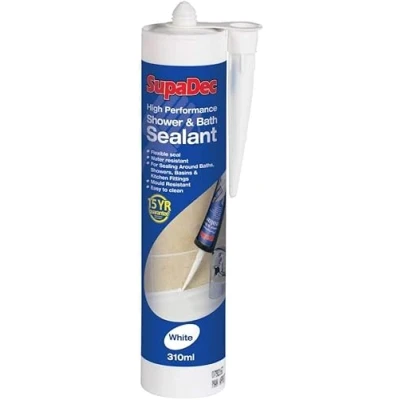 Image of SupaDec 310ml Shower &amp; Bath Kitchen Sealent DIY Water Mould Resistant High Performance White Flexible Seal For Sealing Baths, Showers, Basins Fittings