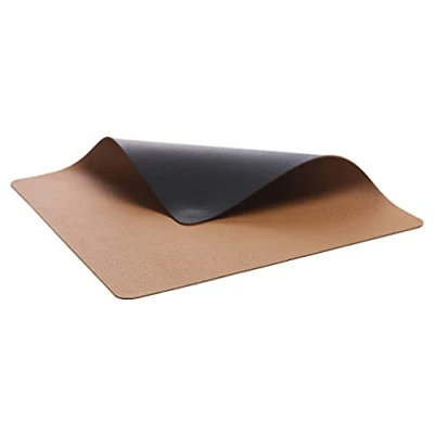 Image of BITZ Set of 4 Black and Brown Leather Look Placemats Washable 46 x 33 cm