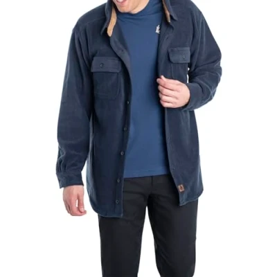 Image of Legendary Whitetails Men&#039;s Standard Navigator Fleece Button Up Shirt, Navy, Large, Large