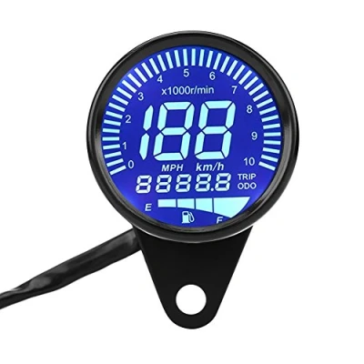 Image of scooter speedometer,Motorcycle Speedometer,Universal Motorcycle LED Digital Speedometer Tachometer Speed Gauge Oil Level Meter Black