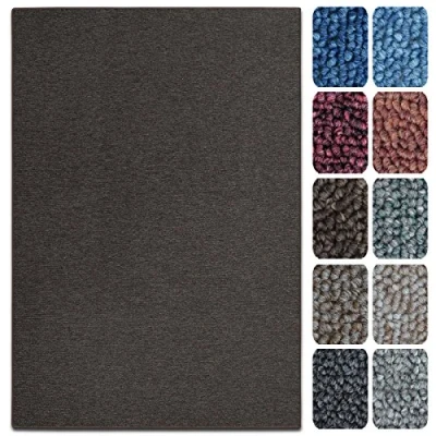 Image of casa pura Carpet Runner Rug London, Area Floor Mat, Hallway Living Room Kitchen Bedroom Carpet, Easy Care Flat Loop Pile (Dark Brown, 140 x 200 cm)