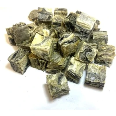 Image of Medium Cod Fish Cubes 100g PREMIUM 100% Natural Dried Skin Dog Treats Chews U.K. Sourced Air SLS