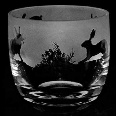 Image of Milford Collection Animo Glass Pillar Candle Holder Hare