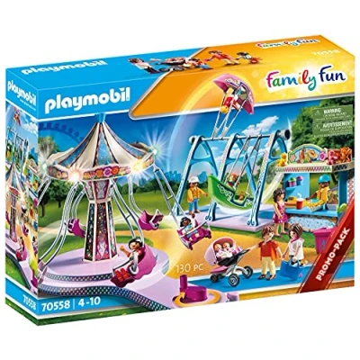 Image of Playmobil 70558 Family Fun Large County FAir, Incl. Light Effects, for Children Ages 4 10, Imaginative Role Play, PlaySets Suitable 4+