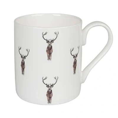 Image of Sophie Allport Highland Stag Mug, Fine Bone China, Gift Box, Dishwasher Safe (Standard Size, 275ml)