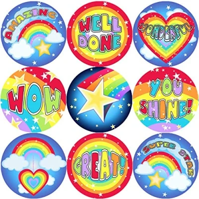 Image of 144 Rainbows and Stars 30 mm Reward Stickers for School Teachers, Parents