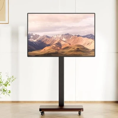 Image of Mobile TV Cart on Wheels Portable Floor Rolling Stand Holds, Height Adjustable Stand, for 32 65 Inch LED Flat Screen, Up To 100kg, Horizontal and Vertical Screen Fixed