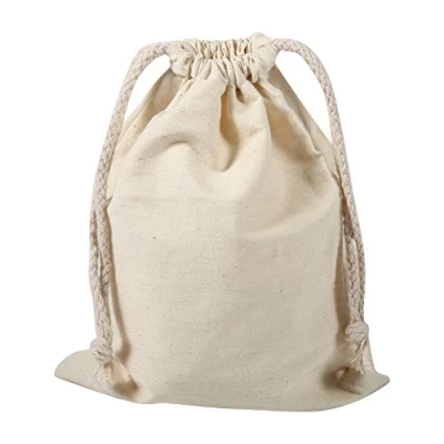 Image of Haofy Reusable Produce Cotton Stuff Bags Washable, Organic Drawstring Storage for Packing Snack/Lunch, Home Bag, Market Shopping Travel Bag (15 * 20cm)