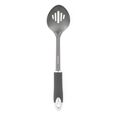 Image of Salter BW11065EU7 Slotted Spoon, Multifunctional Non Stick Utensil, Serving and Stirring Ladle, Soft Touch Handles, Stainless Steel, Matte Grey