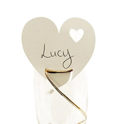 Image of Neviti Wedding Heart Place Card On Glass/Glass Decoration Ivory Pack of 10