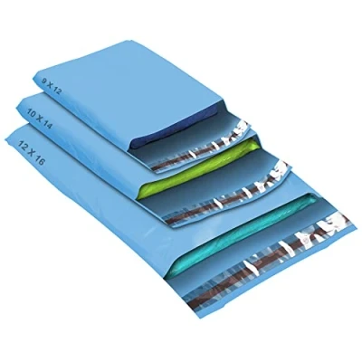 Image of 50 Mixed Size Blue Mailing Bags, Self Seal Strong Waterproof Poly Plastic Envelopes for Parcels, Packaging, Small, Medium, Large Mail, Shipping Courier Delivery Bags 3 Sizes,