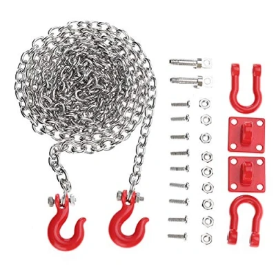 Image of Tbest RC Towing Hooks Attached, Metal Tow Chain Model Car Accessory for Climbing Crawler