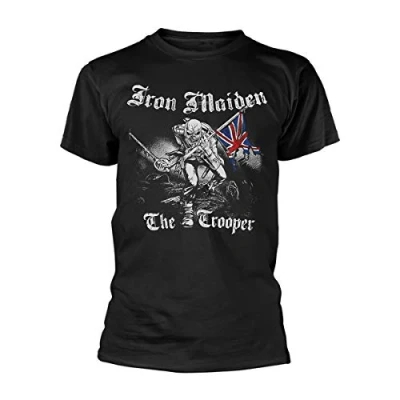 Image of Iron Maiden Men&#039;s Sketched Trooper Regular Fit Round Collar Short Sleeve T Shirt, Black, Medium
