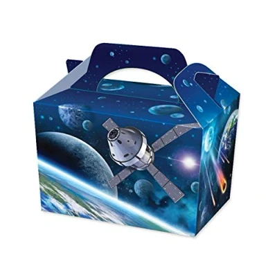 Image of MustBeBonkers 250 x Kids Meal Party Boxes Cardboard Lunch Food Takeaway Box Choose your Theme (Space)