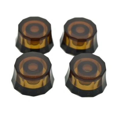 Image of Dopro Set of 4 USA 24 Fine Spline Lampshade Style Guitar Knobs Electric Speed Control for PRS/LP/SG/Les Paul Amber with Black
