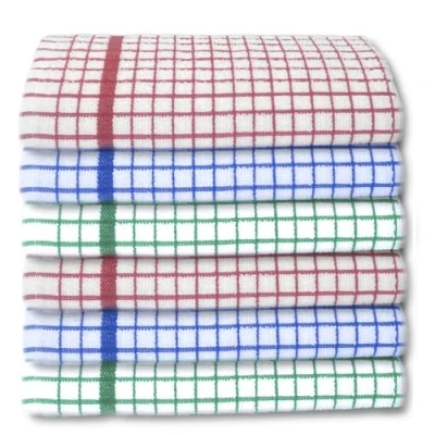 Image of A &amp; B TRADERS 100% Cotton Terry Towelling Tea Towels Pack of 6 Kitchen Hand Dish Cloth Super Absorbent Soft Touch (Mix)
