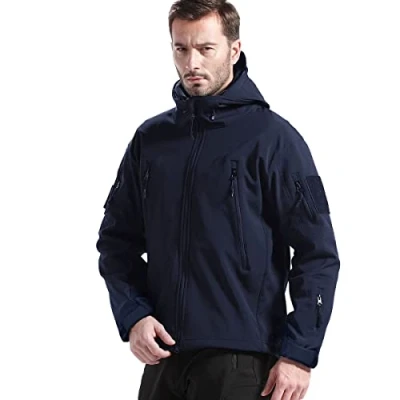Image of FREE SOLDIER Mens Winter Waterproof Tactical Military Jackets Outdoor Softshell Jacket Fleece Lining Hunting Coat with Hood (Navy,L)