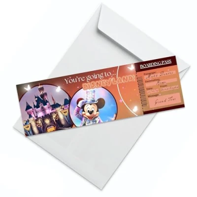 Image of DIY Destination Travel Ticket Card Personalized Holiday Valentine&#039;s Day Surprise Birthday Greeting Celebration (3 Pack)