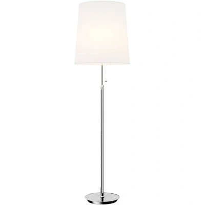 Image of Lucande floor lamp Pordis, 155cm, chrome, white, metal, textile
