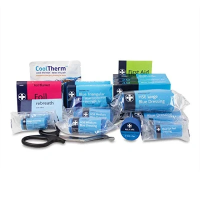 Image of Reliance Medical Small Catering First Aid Kit Refill Essential Supplies for Workplace, Compliance and Safety, Includes Dressings, Plasters, Workplace Injuries