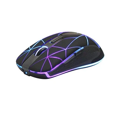 Image of Rii RM200 Wireless Mouse with Rechargeable Battery, 5 Buttons, Nano 2.4 GHz Receiver, 3 Adjustable DPI Levels, Multicoloured LED, Ideal for Notebooks, PCs and Laptops, Black