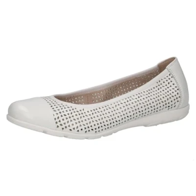 Image of CAPRICE Women&#039; 9 22151 42 Ballet Flat, White Rose Com, 4.5 UK