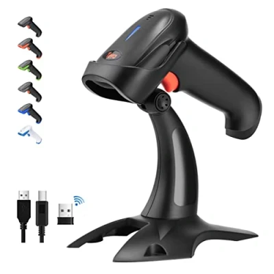 Image of Tera Pro 2D Wireless Barcode Scanner, Bluetooth QR Code Reader with Stand, 2200mAh Fast and Precise Scanning, HW0002, Black