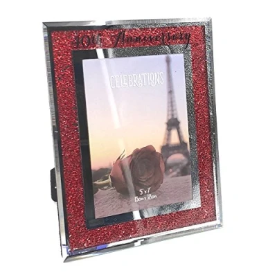 Image of Wedding Anniversary 40th Ruby Crystal Border 5 x 7 Photo Frame Gift