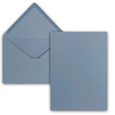Image of 25x single card set with envelopes DIN A6 C6 in grey blue (blue) 14.8 x 10.5 cm without fold