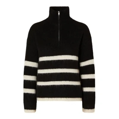 Image of SELECTED FEMME Women&#039;s Slfmaline Ls Knit Half Zip Noos Jumper, Black, M