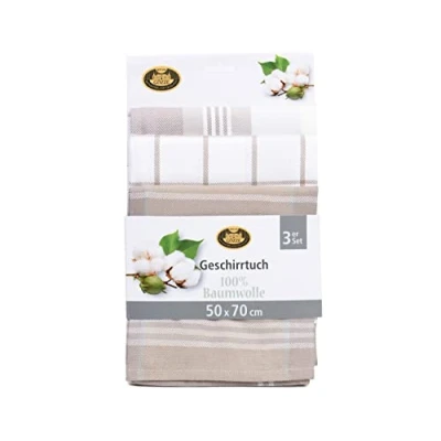 Image of Gözze Set of 3 Tea Towels, 100% Cotton, High Weight Material (260 g/m²), 50 x 70 cm Green