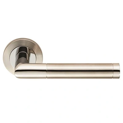 Image of Carlisle Brass SWL1192DUO Steelworx SWL Treviri Lever on Rose Dual Finish Bright Stainless Steel/Satin Steel