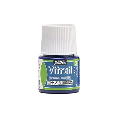 Image of Pebeo 050 036 Vitrail Stained Glass Effect Paint 45 Milliliter Bottle, Sky Blue