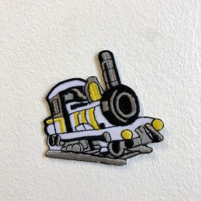 Image of Train Engine Black Travel The World Iron Sew on Embroidered Patch