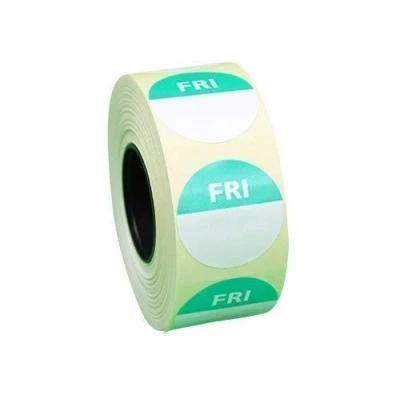 Image of We Can Source It Ltd Day Dots Food Labels Friday (Green) 1 Roll 1000 Stickers Per Removable/Peel Adhesive Hygiene Labels, Rotation for Commercial Kitchens
