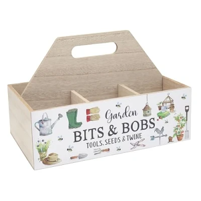 Image of Lesser &amp; Pavey Wooden Garden Tool Box Green Fingers Theme Gardening Organiser Wood Handy Case