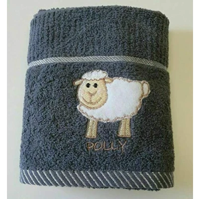 Image of Sue Rossi Ltd 100% Turkish Cotton Tea Towels Embroidered Animal Cooks Cloth 3 Pack Kitchen Towel Set (Dark Grey Sheep)