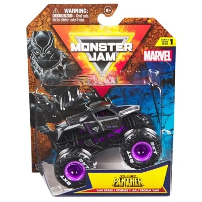 Image of Monster Jam Marvel 2024 Scale 1:64 Diecast Truck Series 1 with Flag: Black Panther