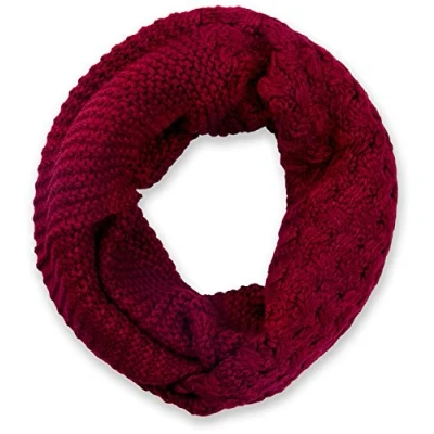 Image of styleBREAKER knit loop scarf with pattern mix, single colour fine snood, winter scarf, unisex 01018153, Colour:Claret Red